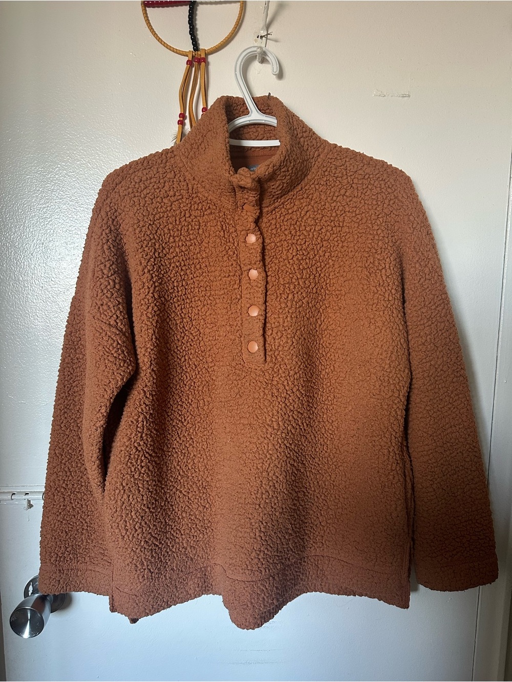 aerie Sherpa Button-Up Pullover Jacket - Rust